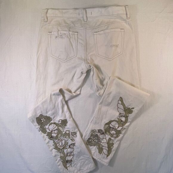 Free People White Floral Distressed Jeans Size 28 - Picture 5 of 7